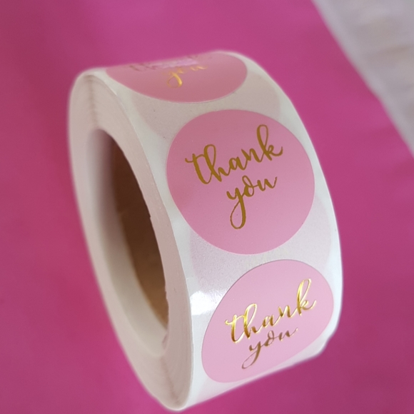 500 pcs Pink Gold Thank You Sticker 1" - Picture 5 of 7